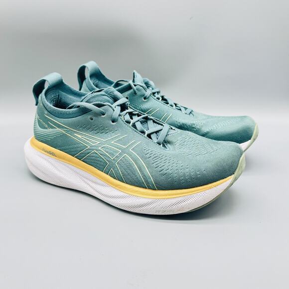 ASICS Shoes Womens 9.5 Teal Green Gel Nimbus 25 PureGEL Running Athletic Sneaker - Picture 2 of 13